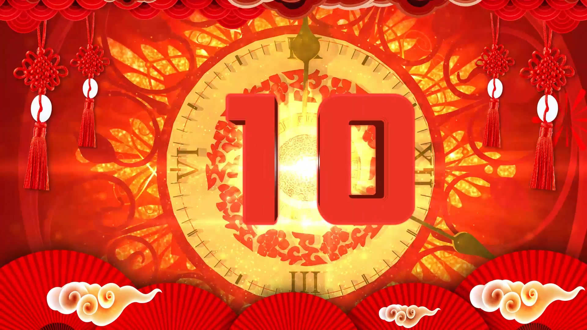 2020年鼠年春节除夕元旦年会开场视频新春欢度中国年10秒倒计时素材TV